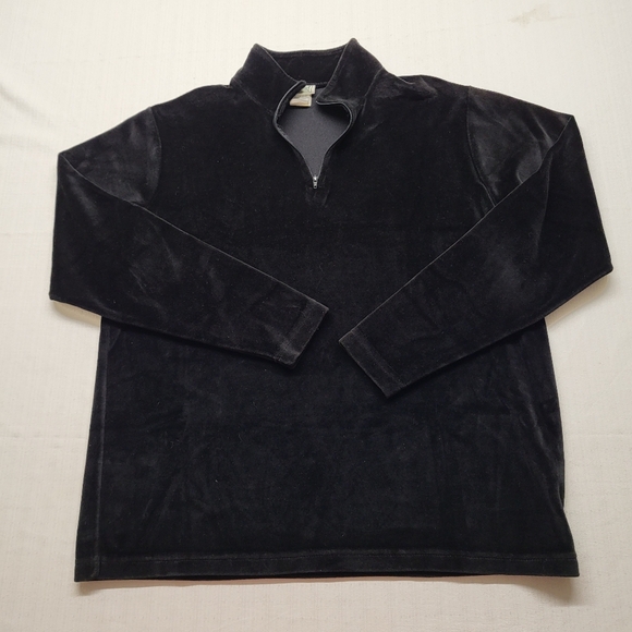 LL Bean Velvet Shirt Womens Medium Pullover 1/4 Zip Top Vintage USA Casual - Picture 1 of 10